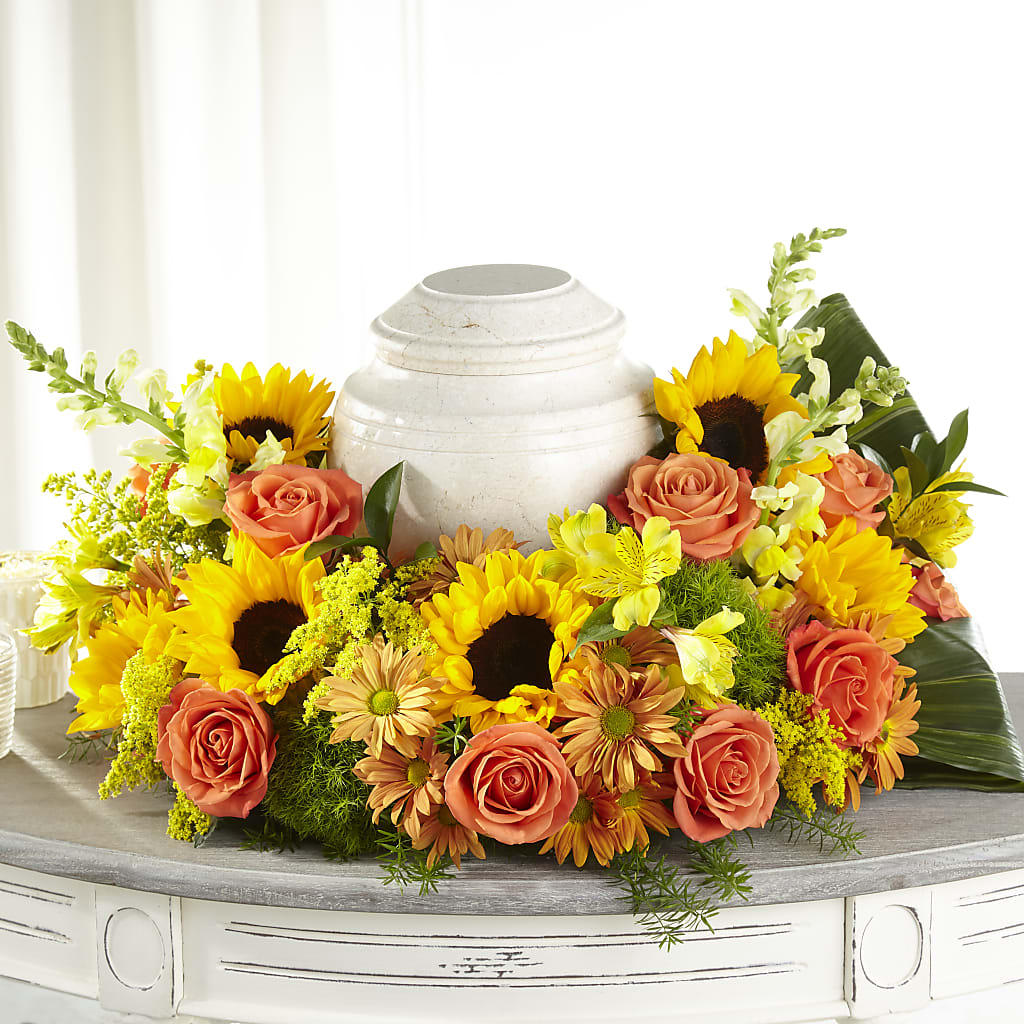 Faithful Sunflower Cremation Adornment – Four Seasons Florist, Clarksville TN
